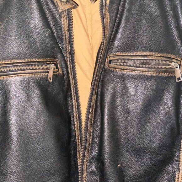 Andrew Marc, mens, medium, brown leather motorcycle jacket - Picture 4 of 16